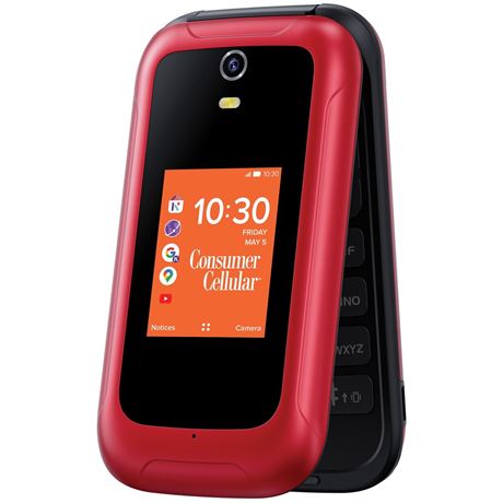 Consumer Cellular Iris, 8GB, Red - Flip Phone