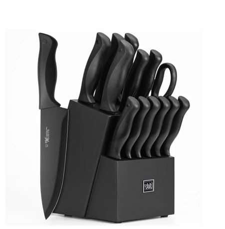 Knife Sets for Kitchen with Block, HUNTER.DUAL 15 Pcs Kitchen Knife Set with