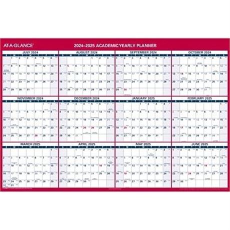 2024-2025 at-a-GLANCE 48" X 32" Academic Yearly Wet-Erase Wall Calendar,