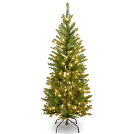 National Tree Company 4.5' Kingswood Fir Hinged Pencil Christmas Tree with 150