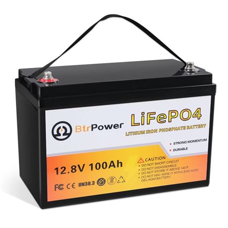 12V 100AH LiFePO4 Lithium Battery, 5000+ Cycles Deep Cycle LiFePO4 Battery with