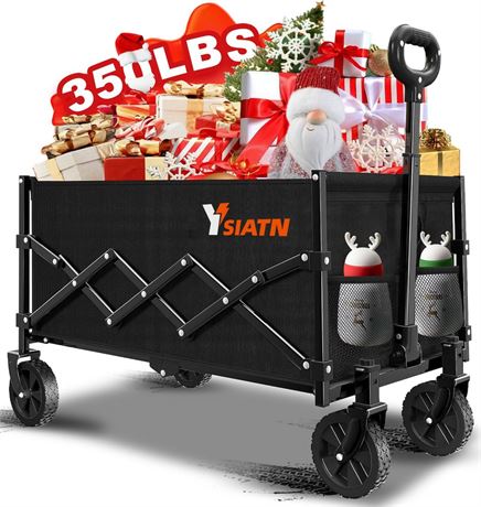 Collapsible Wagon Cart Foldable with 350lbs Weight Capacity, Lightweight