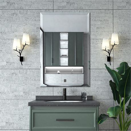 Mirrorons Beveled Mirror, Bathroom Mirrors for Wall 24" x 36", Frameless