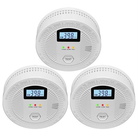 3 Pack Combination Photoelectric Smoke and Carbon Monoxide Alarm Detector with