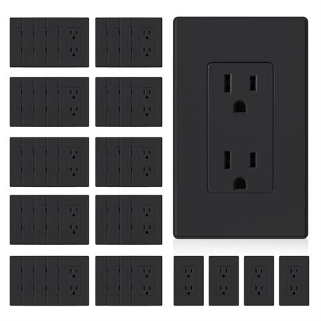 ELEGRP Matte Black Standard Decorator Electrical Wall Receptacle Outlet, 15A