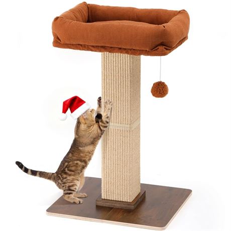 FUKUMARU Cat Scratching Post, Retro-Style Tall Scratch Posts with Perch for