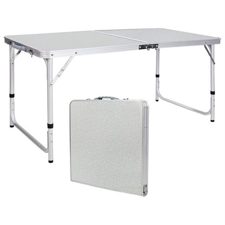 REDCAMP Aluminum Camping Table 4 Foot, Portable Folding Table Adjustable Height