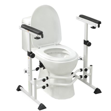 OasisSpace Toilet Safety Rails - Stand Alone Toilet Rail 350lbs, Adjustable