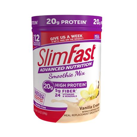 SlimFast High Protein Smoothie Mix  Vanilla Cream  12 Serving Container