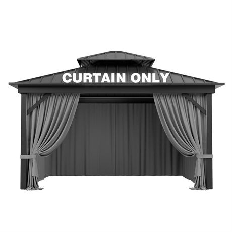 Gazebo Curtain Replacement Universal 4-Panel Sidewalls 10' X 12', Outdoor