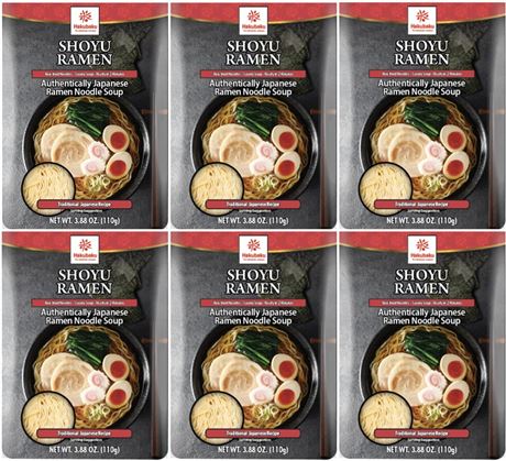 Hakubaku Japanese Ramen Noodle Soup, SHOYU, 3.88oz (Pack of 6), Authentic