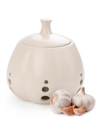 BosilunLife Garlic Keeper for Counter - Garlic Container Storage with Lid Large