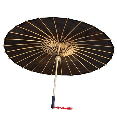 Plain Bamboo Cloth Parasol Umbrella Great for Wedding Party Favor (Black)