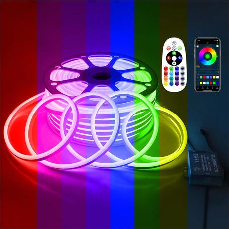 Aclorol RGB LED Neon Light Strip AC 110V-130V Flexible Outdoor Neon Rope Light