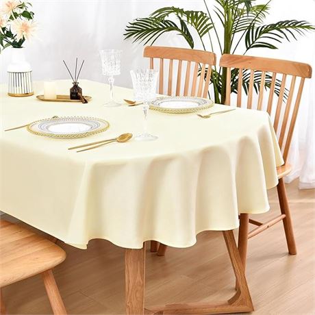 Extra Large Round/Oval Table Cloth (Almond/Light Yellow)