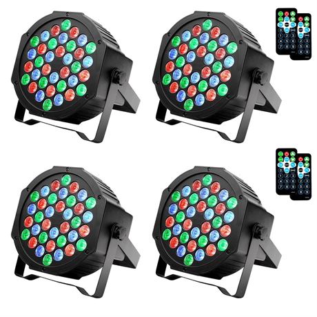 Dj Lights, 4 Pack 36 LED Par Lights Stage Lights with Sound Activated Remote