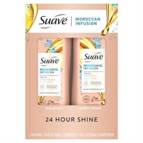 Suave Moroccan Oil Infusion Shampoo and Conditioner Set  18 Oz 2 Pack