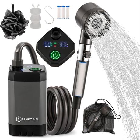 Upgrade Portable Camping Shower, 6000mAh Rechargeable Electric Shower Pump with