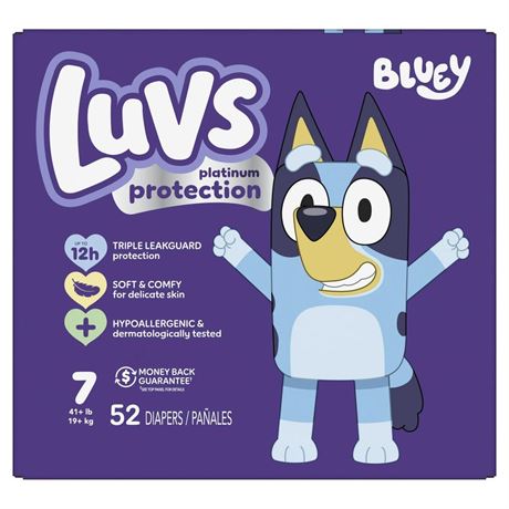 Luvs Platinum Protection Baby Diapers, Size 7, 52 Count