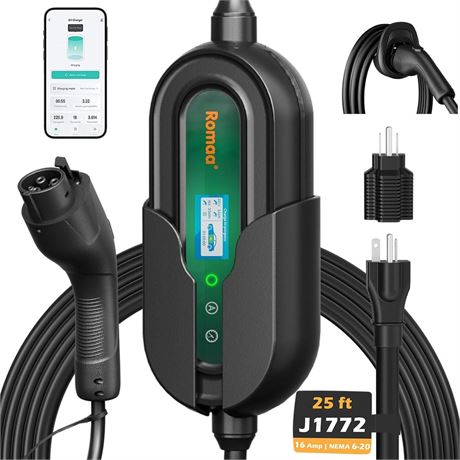 Level 1 and Level 2 Portable EV Charger J1772 16 Amp Charging Cable - Dual