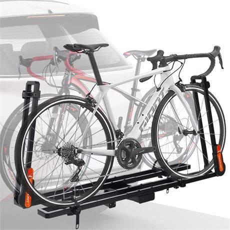 TOOENJOY Folding Hitch Bike Rack, Heavy Duty Bicycle Carrier Platform with