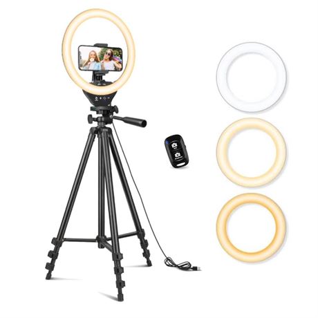 Sensyne 10'' Ring Light with 50'' Extendable Tripod Stand, LED Circle Lights