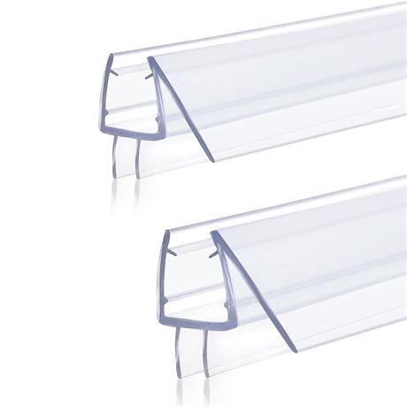 Shower Door Bottom Seal PVC Strip, 2PCS Clear Seal Strip for 1/4"(6mm) Thick