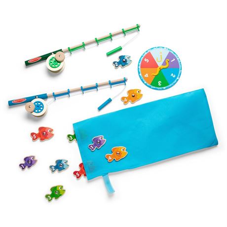 Melissa & Doug Catch & Count Wooden Fishing Game with 2 Magnetic Toy Rods - FSC