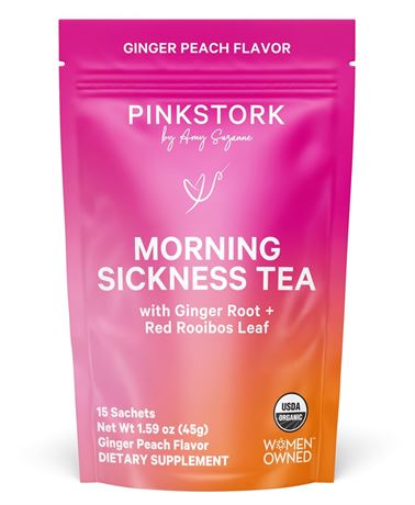 Pink Stork Organic Morning Sickness Pregnancy Tea - Hot or Iced Tea - Prenatal