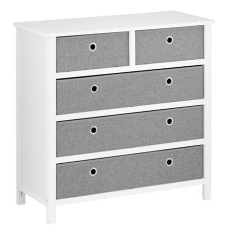 MDesign Modern Wide Dresser Drawer Storage Organization Chest - 5 Fabric Bin