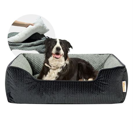 Removable Washable Dog Bed for Medium Dog - Rectangle Pet Bed for Large Cats