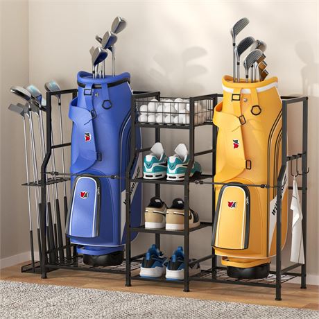 samstar Golf Storage Garage Organizer, Golf Bag Storage Stand 2 Golf Bags and