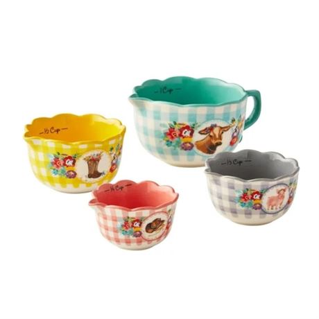 The Pioneer Woman Ceramic Measuring Cup Set Sweet Romance Blossoms 4-Piece Made