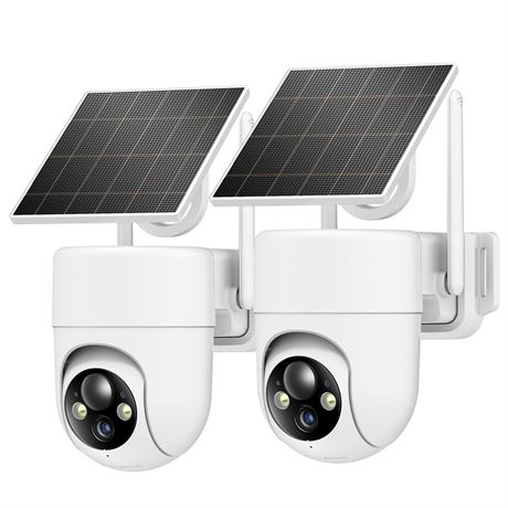 2K Solar Security Cameras Wireless Outdoor, 2PCS Outdoor Camera Wireless with