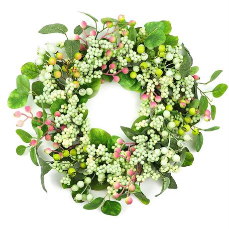 20 Inch Wreaths for Front Door with Big Berries Small Berries for Home and