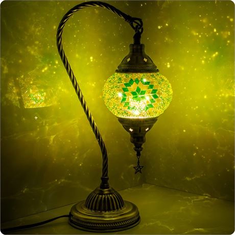 Yarra-Decor Turkish Moroccan Lamp with Bronze Base 3 Color Options Handmade