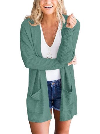 MEROKEETY Women's 2024 Long Sleeve Waffle Knit Cardigan Open Front Cozy Sweater