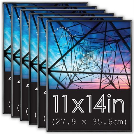 Standard Goods Home Décor 11x14 Black Picture Frames, 6-Pack – Front-Loading