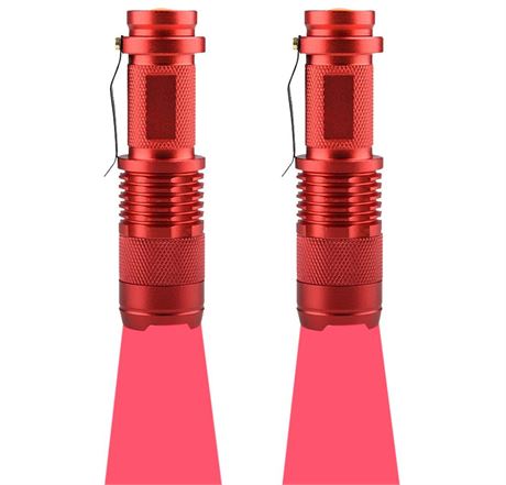 (Pack of 2 Red LED Flashlight, 3 Modes Red Flashlight, Red Light Flashlight Red