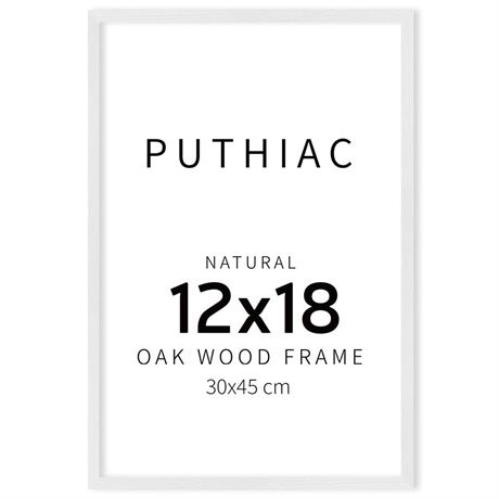 puthiac 12x18 White Oak Wood Picture Frame - Minimalist 12x18 Poster Frame,