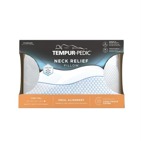 Tempur-Pedic Neck Relief Bed Pillow and Cooling, Standard, Contoured Support