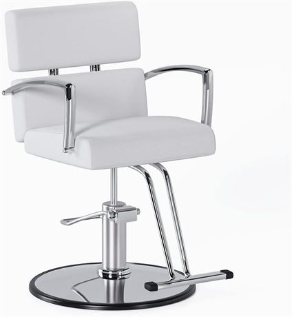 OmySalon Salon Chair Heavy Duty for Stylist, Barber Chair White 360 Degree