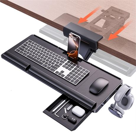 Klearlook Upgraded Ergonomic Keyboard Tray Under Desk, Adjustable Sliding
