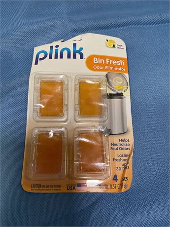 PLINK BIN FRESH Garbage Can Odor Eliminator 4-Pack Fresh Lemon NEW
