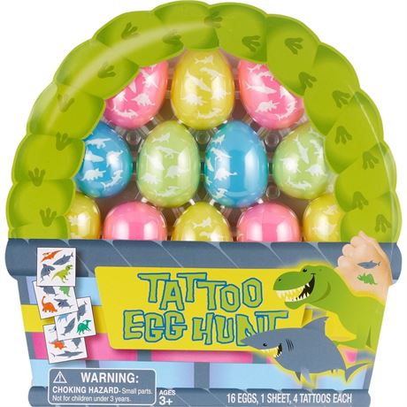 2 pack Mello Smello Shark & Dinosaur Tattoo Prefilled Eggs, 16 Ct