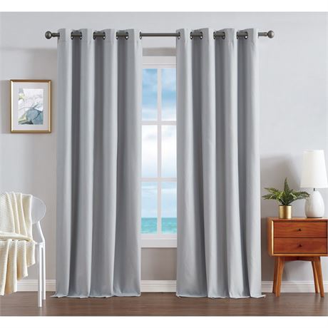 Ultimate Light Gray Blackout Grommet Curtain - 52 in. W X 96 in. L (2-Panels)