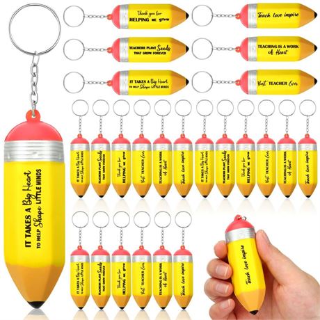 36 Pcs Teacher Pencil Keychains Teacher Appreciation Gifts Bulk for Women Foam