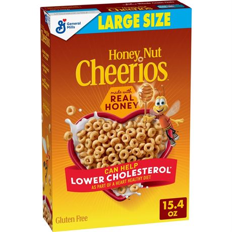 Honey Nut Cheerios, Heart Healthy Gluten Free Breakfast Cereal, Large Size,