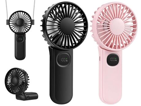 Portable Handheld Fan 2 Pack, Foldable Mini Hand Fan USB Rechargeable Battery