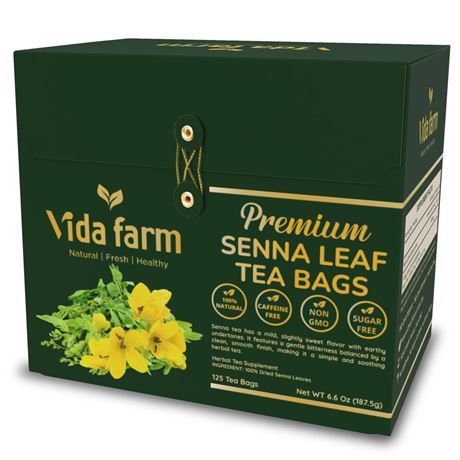 VIDA FARM Premium Senna Tea for Constipation - 125 Tea Bags - 100% Natural